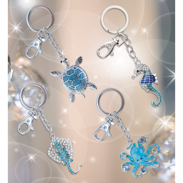 Aqua79 Sparkling Keychain Set of 4 – Octopus, Sea Turtle, Seahorse