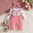 thumbnail image 2 of MYShe Newborn Girl Clothes Newborn Baby Girl Clothes Easter Outfit Long Sleeve Romper+Pant+Headband 3PC Clothes Pink,3-6 Months, 2 of 6