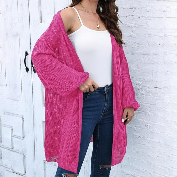 CHGBMOK Sweaters for Women 2025 Fall Winter Halloween Women Casual Solid Knitting Loose Cable Long Sleeve V-Neck Sweaters Tops on Clearance