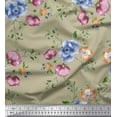 thumbnail image 1 of Soimoi Beige Velvet Fabric Leaves & Floral Print Fabric by Yard 58 Inch Wide, 1 of 1