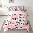 thumbnail image 2 of Manfei Kawaii Halloween Ghost 7-Piece Twin Bedding Sets,Black Bowtie Ribbon Bedding Comforter Set,Horror Skeleton Spider Webs Sheet Sets For Girls Boys,Super Cozy Room Decor Reversible, 2 of 8
