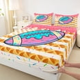 thumbnail image 4 of Erosebridal Football Ice Crem Drip Queen Sheet Sets, Waffle American Flag Bed Set, 1 Flat Sheet, 1 Fitted Sheet and 2 Pillowcases, 4 of 5