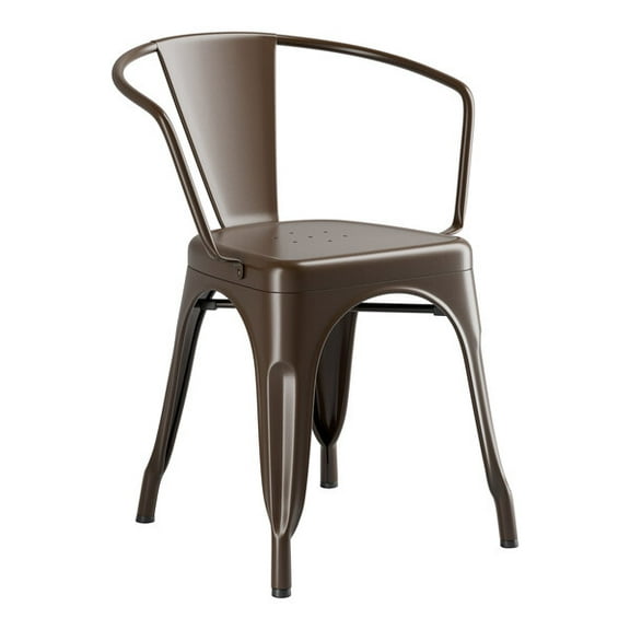 Cafe Style Stackable Copper Metal Restaurant Dining Arm Chair For Indoor or Outdoor Use