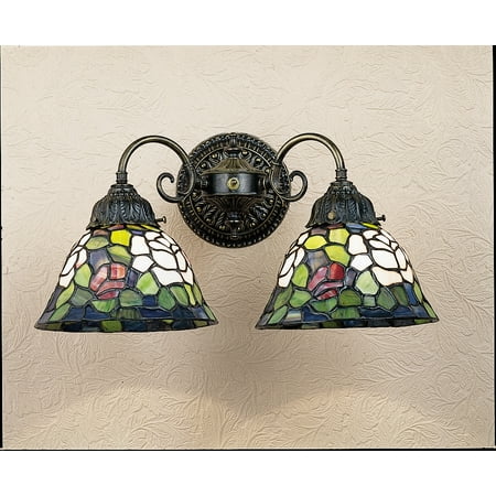 

Meyda Tiffany 26604 Tiffany Rosebush 18 Wide 2 Light Double Sconce - Tiffany Glass