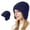 Navy, variant on Women’s Warm Beanie Cable-Knit Full Ear-Wrap Extended Neck Mini Leather Patch Soft Fabric for Campus Commutes Blue
