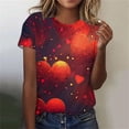 thumbnail image 2 of Hyknon Hauts pour Femmes Été Saint-Valentin Imprimé Décontracté Pull Col Rond Manches Courtes Haut Doux Polyvalent pour Sortir, 2 of 5