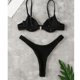 thumbnail image 4 of Conjunto de bikini para mujer Traje de baño de dos piezas elástico transpirable de moda Traje de baño para mujer Negro M, 4 of 6