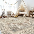thumbnail image 6 of Toyoso 10x14 Washable Area Rugs for Living Room - Vintage Distressed Floral Neutral Boho Farmhouse Thin Soft Large Rug Indoor Floor No Slip Rug Carpet for Bedroom Dining Room Decor - Brown, 6 of 9