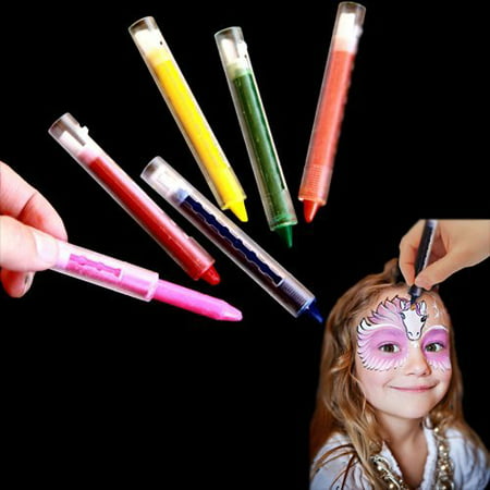 Multicolor Face Painting Kit - Pack of 6 Bright Makeup Crayon Sticks for Masquerades | Halloween | Birthday Parties | Parades - 6 Count Kids Creative Body Facial Paint - 6 Color Assortment