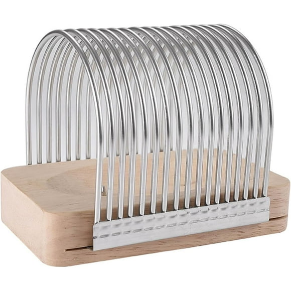 Manual Bread Slicer Stainless Steel Bread Slicer, Detachable Rust Proof Wire Cage Bread Slicer Bread Slicer for Homemade Bread Bread Slicing Guide With Sturdy Bamboo Cutting Board