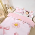thumbnail image 2 of Erosebridal Girly Pink Bowtie Queen Duvet Cover Set, Chic Daisy Blossoms Bedding for Girls, Pink Reversible 3 Pieces, 1 Duvet Cover and 2 Pillowcases, No Comforter, 2 of 6