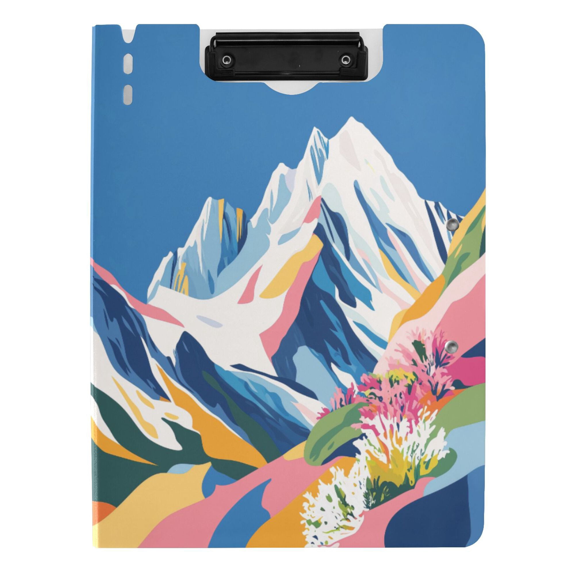 FORMRS A4 Clipboard Folder with Pen Holder Horizontal Foldable School Office Binder, Abstract Snow Mountain