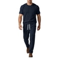thumbnail image 2 of Sets for Men Fall Outfits Ice Silk Pants for Summer Thin And Trendy Loose And Hanging Men's Breathable Casual Pants Sports Suit for Men Navy L, 2 of 8