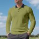 thumbnail image 1 of Blusa y camisa de manga larga con cuello vuelto para hombre, estilo informal, de golf, de negocios, con botones sueltos, de media manga, con cuello vuelto, blusas de poliéster para hombre, 1 of 9
