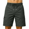 thumbnail image 2 of DPTALR Men's Solid Sports Cargo Shorts Multi-Pocket Training Fitness Quick-Dry Workout Shorts,Gray,Big and Tall Men XL, 2 of 8