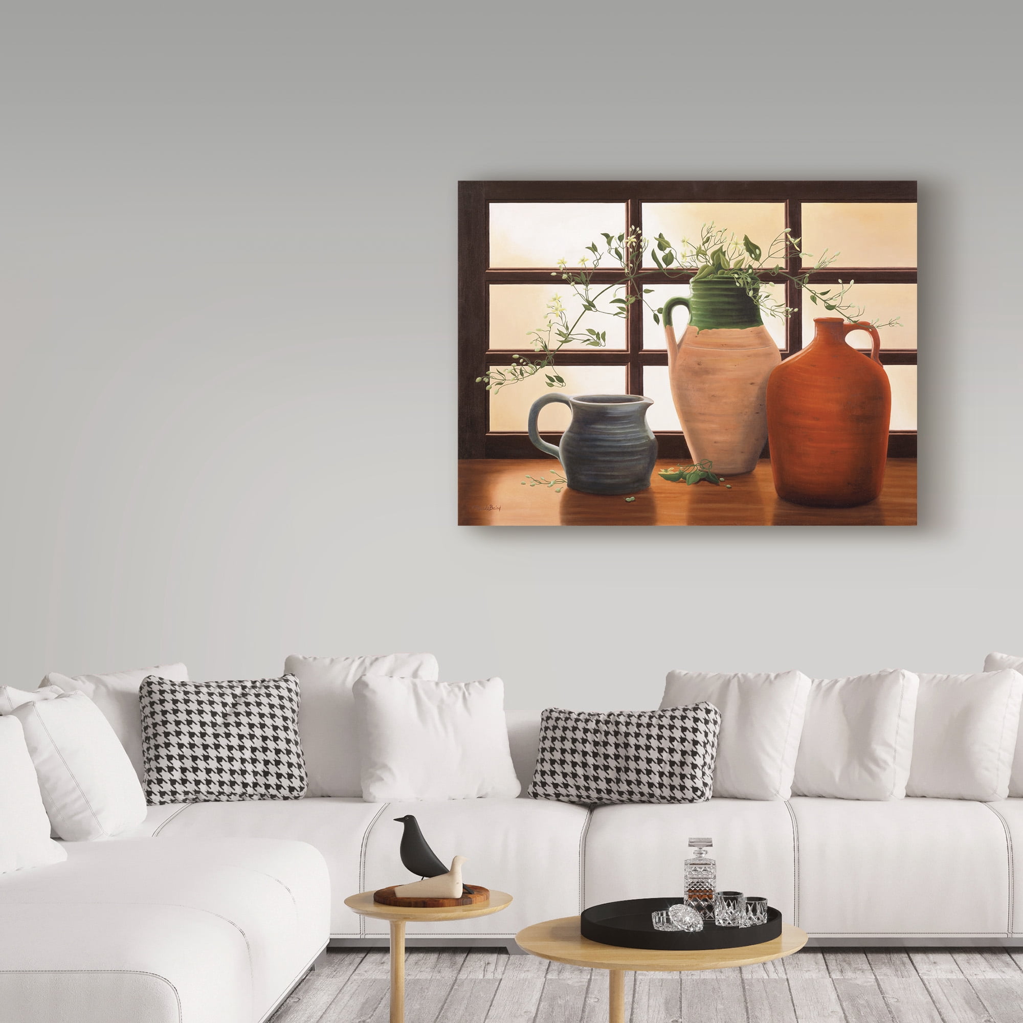 Trademark Fine Art 'Olive Jar With Flowering Vine' Canvas Art by Cecile Baird
