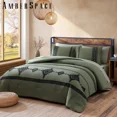 thumbnail image 3 of Amberspace Embroidery 7-piece Bed in a Bag Queen Comforter Set with Sheets,Olive Green, 3 of 9