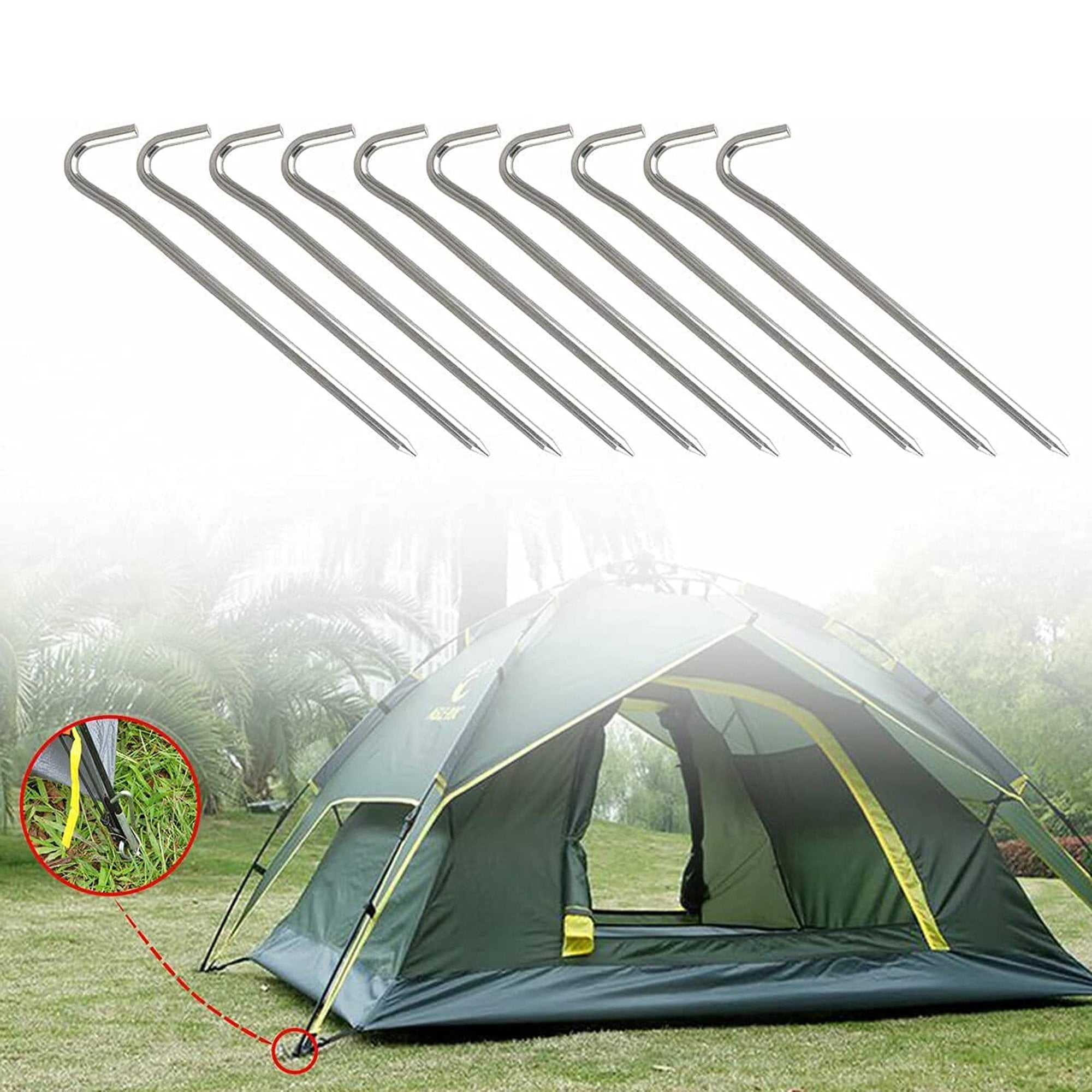 Wideskall 100 Pieces Heavy Duty Galvanized Steel Tent Pegs, Garden Fence Edging, Camping Stakes, Landscape Stakes, Tent Spikes