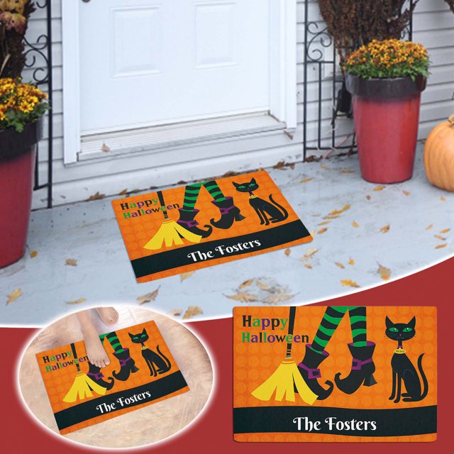 TIMIFIS Halloween Halloween Halloween Décorations Tapis Halloween Extérieur Porte d'Entrée Tapis Décoratif Tapis pour Porte Superposée Tapis Lavable pour Porche Entrée Ferme Automne Décorations de Fête