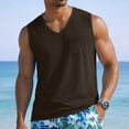 thumbnail image 2 of Men's V-Neck Sleeveless Quick-Dry Sports T-Shirt, Muscle Cotton Shirts, Summer Athletic Casual Basic Tees with Pocket, XL, 2 of 8