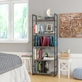 thumbnail image 6 of Homfa 5-Tier Gray Bookshelf, Free Standing Tall Bookshelf with Black Metal Frame for Living Room, Gray Finish, 6 of 9