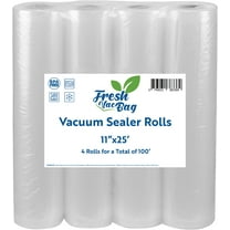 FreshVacBag Four Rolls of 11"x25' Food Saver Vacuum Sealer Rolls Freezer Bags Rolls