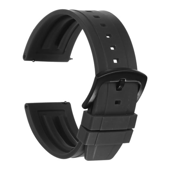 Uxcell Watch Bands 26mm Rubber Watch Strap Quick Release Black Strap Black Buckle