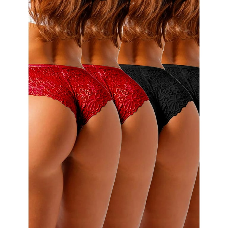 Skksst 4 Pack Womens Sexy Lace Knickers Briefs Seamless Underwear Panties