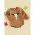 thumbnail image 3 of LMLYSoH Baby Girls Boys Sweatshirts Rompers Halloween Clothes Pumpkin Cow Pattern Crew Neck Long Sleeve Toddler Fall Bodysuits, 3 of 9