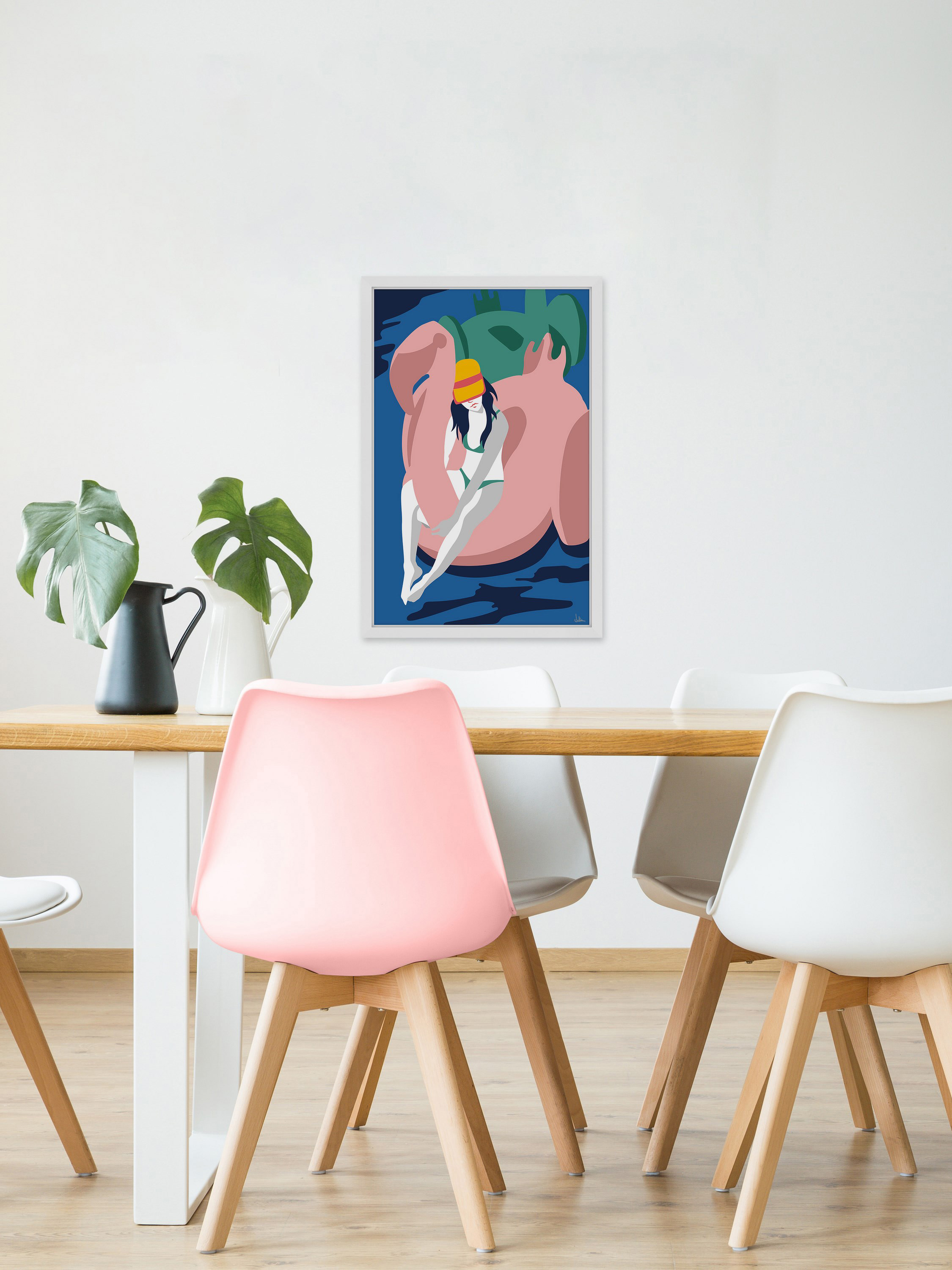 Floating Flamingo II Framed Painting Print