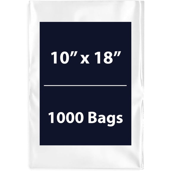 Multiple Sizes Clear Flat Poly Bags - 10"x18" & (1000 Bags) 1.5Mil Flat Open Top Plastic Packaging Packing | Flexible and Durable Plastic Bags | Low-Density Polyethylene (LDPE)