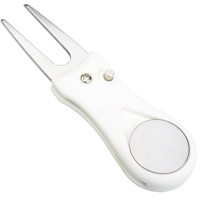 Yimiti 1Pcs Outil de Réparation de Divot de Golf avec Marqueur de Balle Fourche de Pitch de Golf, Blanc