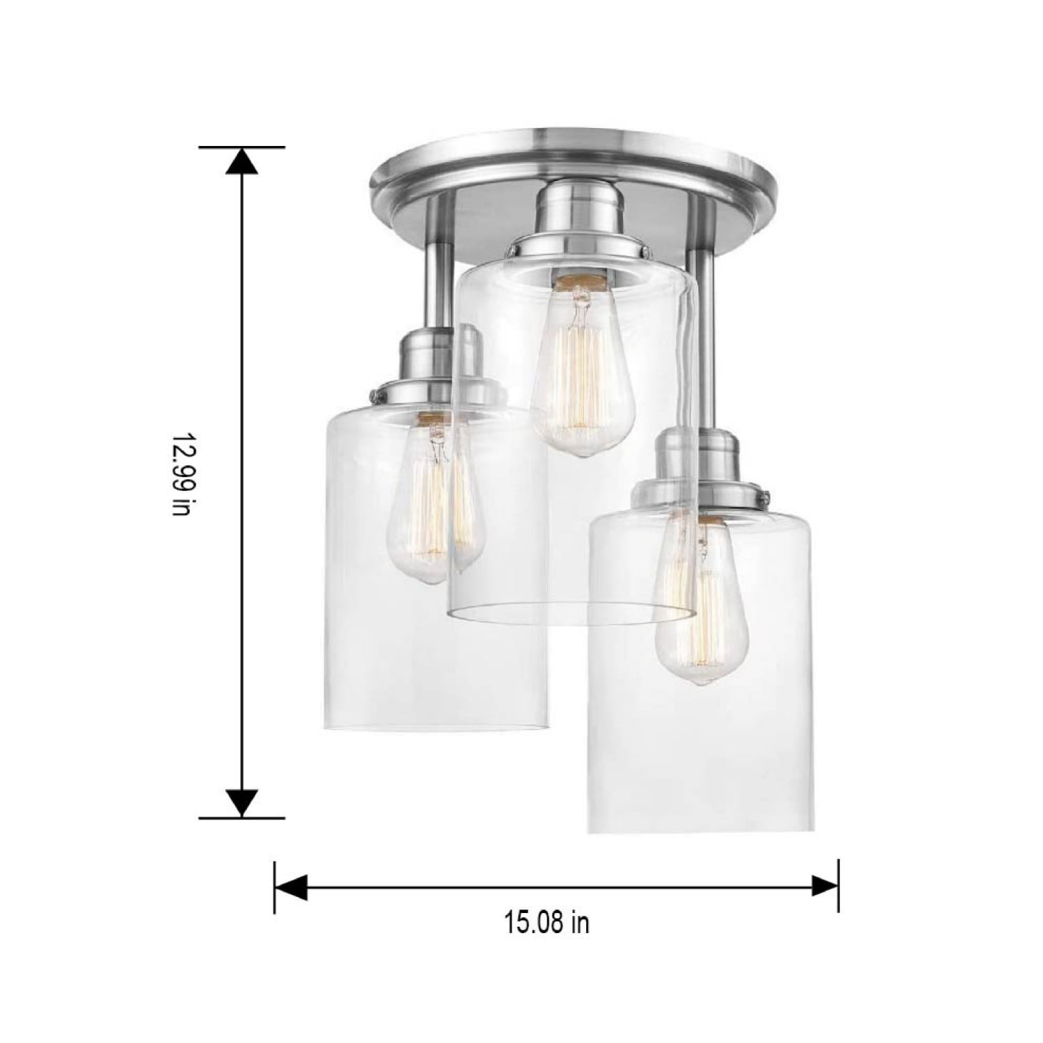 Better Homes & Gardens 3 Tier Ceiling Light Satin Nickle Includes 3Pcs ST19 Light Bulbs