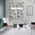 thumbnail image 4 of Teal Blue Tulips Kitchen Curtains Sets for Windows 24 Inch Length, Spring Floral Barn Doors Vintage Wood Beige Rod Pocket Window Treatments Tier Curtains and Valances Set for Bedroom/Bathroom, 4 of 8