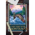 thumbnail image 3 of Clark Fork River, Montana, Angler Fly Fishing Scene (Leaping Trout) (12x18 Wall Art Poster, Room Decor), 3 of 3