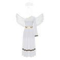 thumbnail image 4 of iiniim Womens Angel One Shoulder Tunic Dress with Feather Wings Angel Headwear for Halloween White L, 4 of 7