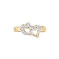 thumbnail image 2 of FB Jewels 10kt Yellow Gold Womens Round Diamond Double Heart Ring 1/20 Cttw Size 9, 2 of 4