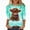 Mint Green, variant on Christmas Highland Cow Graphic Tee Shirt for Women Animals PrintXmas Santa T-Shirt, 3/4 Sleeve Funny Holiday P