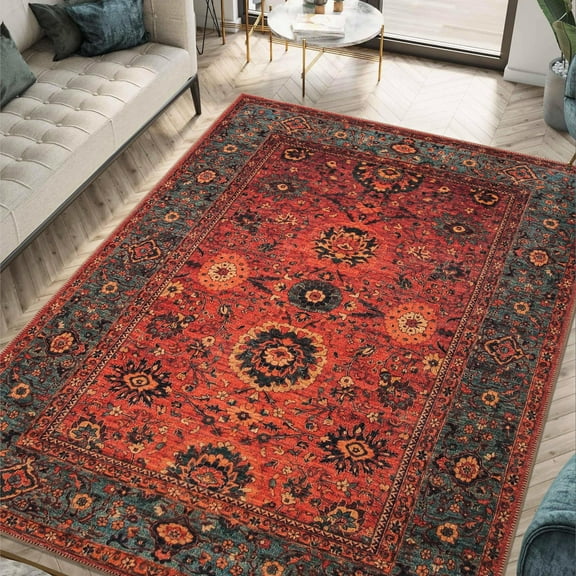 Keen Home Design Machine Washable Area Rugs with Non-slip Backing, Ideal for Hallway, Living Room, Bedroom, Kitchen and Laundry Room, Vintage Moroccan and Low Pile Rug - ( 5' x 7' )