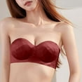thumbnail image 2 of SMihono Strapless Bras for Women Solid Seamless Bandeau Bra Push-Up Wireless Bralette Tube Top with Removable Straps Red M, 2 of 4