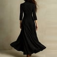 thumbnail image 4 of Women Long Sleeve V-Neck Velvet Stretchy Long Dress Black 2XL, 4 of 4