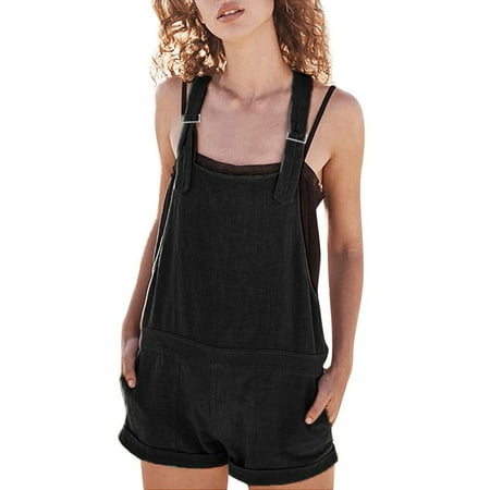 

NECHOLOGY Sequined Romper Pants Playsuit Solid Rompers Pockets Women Casual Shorts Adjustable Cotton Casual Jumpsuits for Women Pants Black X-Large