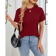 thumbnail image 4 of Timegard Hauts pour Femmes Manches Courtes Col Ras du Cou Couleur Unie Blouse Confortable T-Shirt Décontracté Ample Mode d'Été, 4 of 7