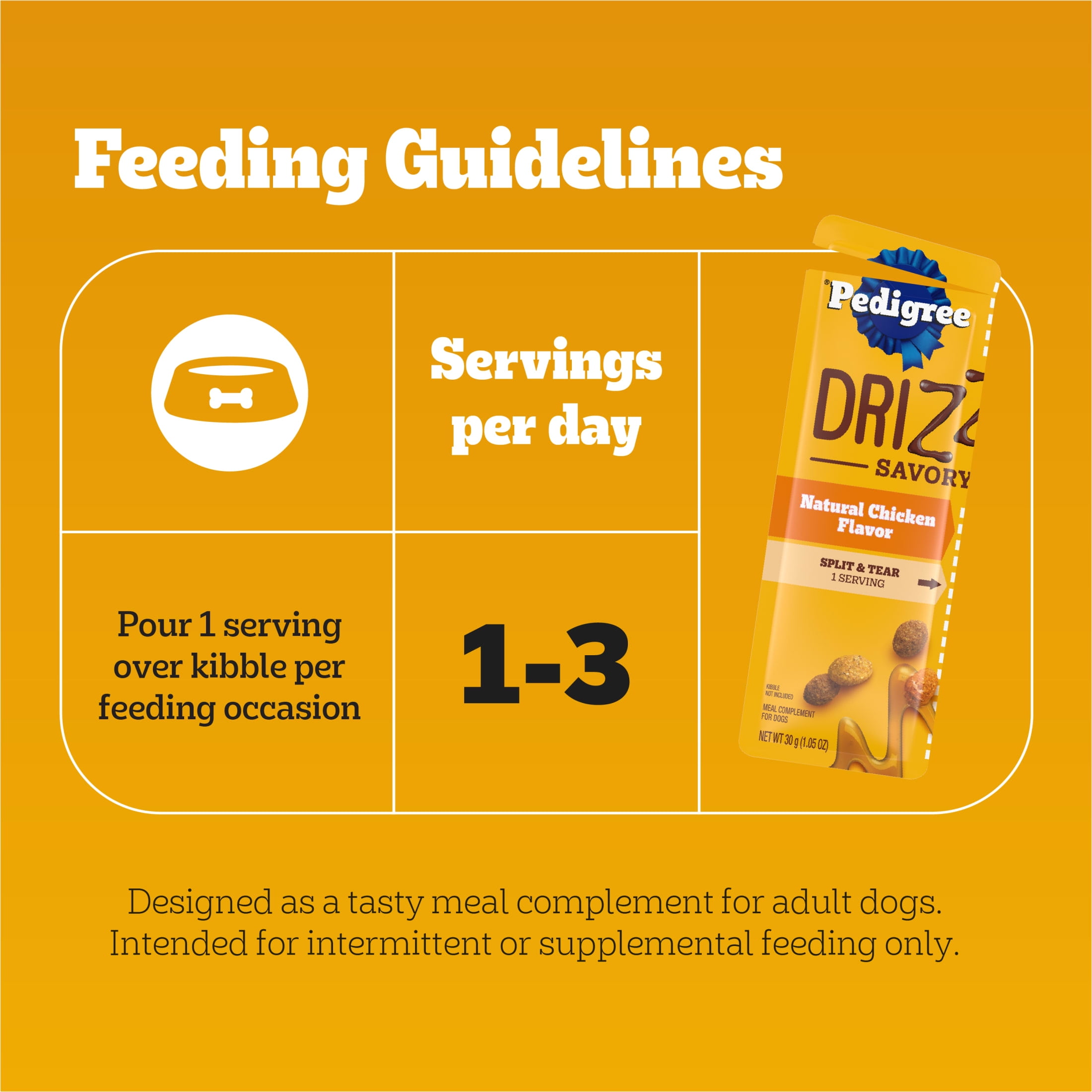 Pedigree Drizzlers Savory Sauce Natural Chicken Flavor, 60g Twin Pouch (22 Count, 48 Servings Total)