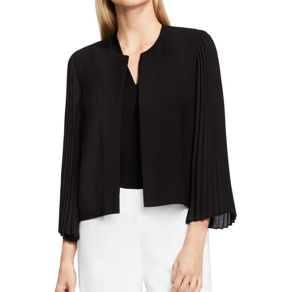 Vince Camuto Womens Pleated Sleeve Jacket, Black, 12