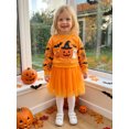 thumbnail image 5 of RUINIXCW Toddler Baby Girl Halloween Tutu Dress Outfit Kids Little Girl Fall Winter Dress Pumpkin Ghost Bat Print Long Sleeve Patchwork Tulle Dress, 5 of 9