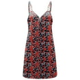 thumbnail image 3 of DYMADE Women Zipper V-Neck Sundress Print Metallic Spaghetti Mini Slip Dress, 3 of 5