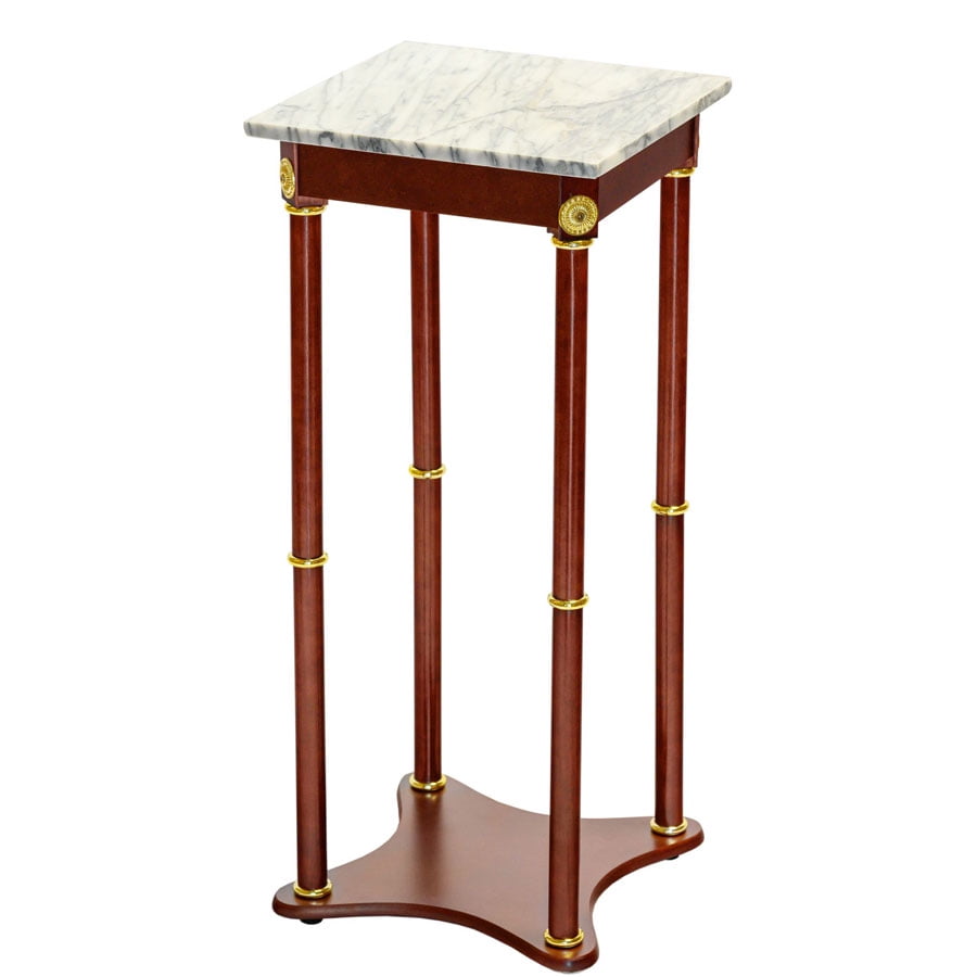 Legacy Decor 28 Inch Cherry Wood Square Plant Stand, Telephone Stand