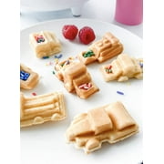 Waffle Wow Construction Trucks Mini Waffle Maker- Make 7 Different Vehicle Shaped Pancakes Feat a Bulldozer Forklift & More- Electric Nonstick Pan Cake Car Waffler Iron w Recipe Guide, Fun Kids Treat