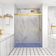 thumbnail image 6 of 44-48" W x 74" H Frameless Shower Door, Double Sliding Door with 5/16" SGCC Tempered Clear Glass, Soft-Closing, Brushed Gold, 6 of 11